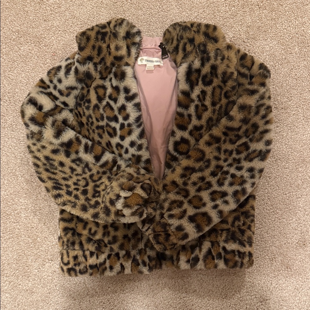 Tucker + Tate Leopard Faux-Fur Puffer Jacket - Brown & Black